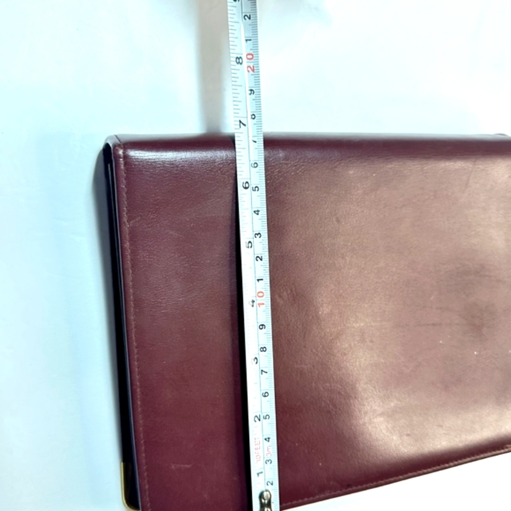 Cartier Authentic Burgundy Leather Clutch Wristlet with Gold Accents - Picture 14 of 16